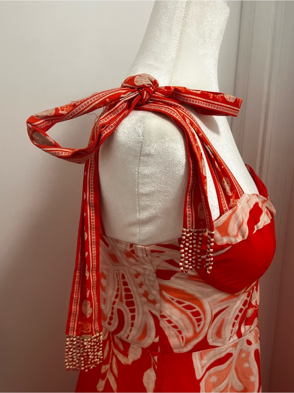 Farm Rio Red Lace Monsteras Midi Dress - Picture 7 of 13